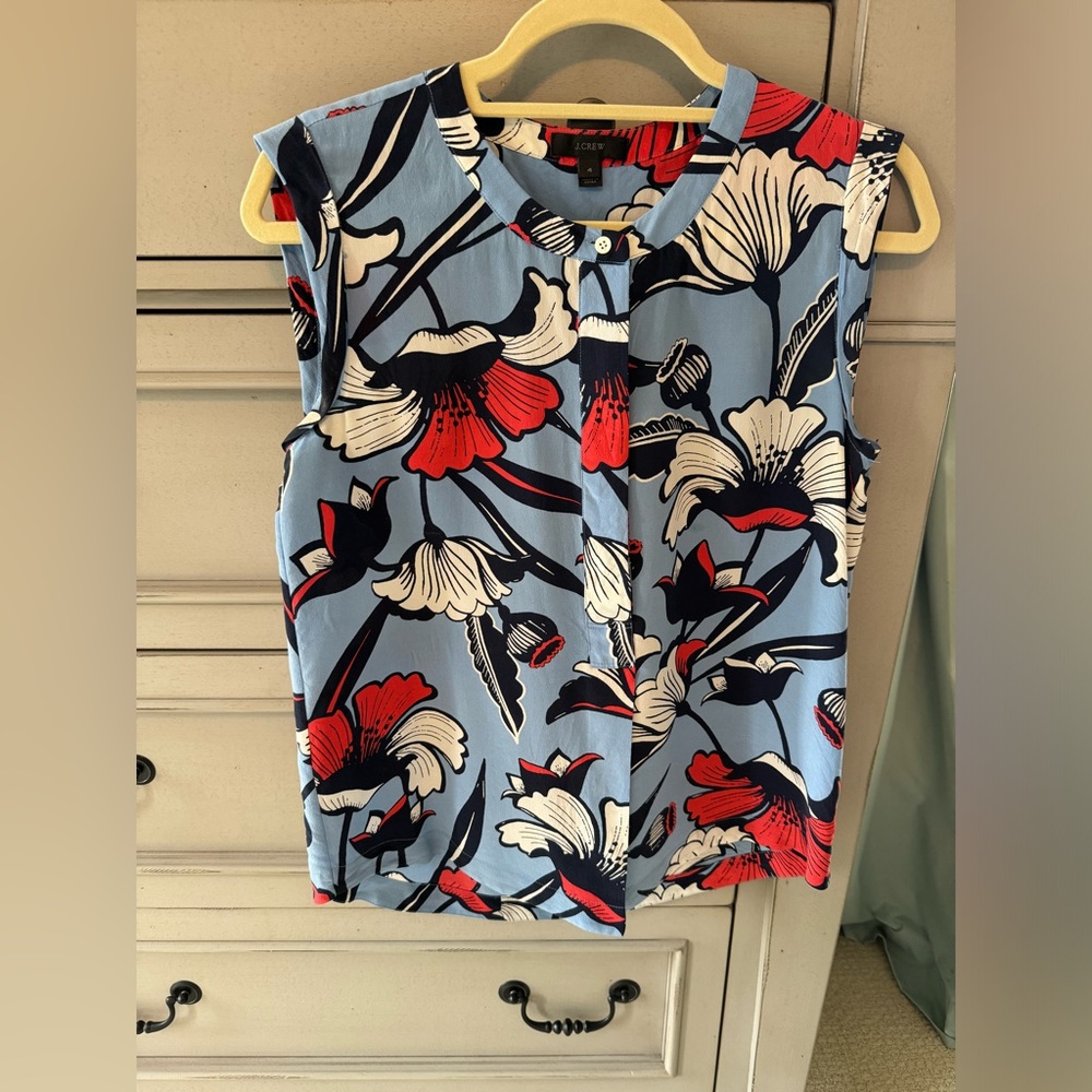 J. Crew Size 4 Button Front Silk Shell - image 1